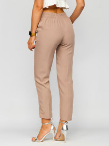 Women's Pants with Decorative Buttons Cappuccino Bolf 8155