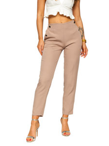 Women's Pants with Decorative Buttons Cappuccino Bolf 8155