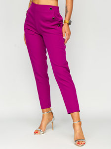 Women's Pants with Decorative Buttons Fuchsia Bolf 8155