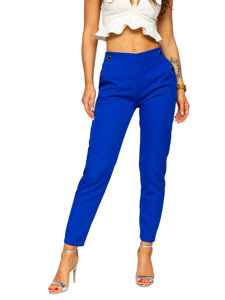 Women's Pants with Decorative Buttons Royal Blue Bolf 8155