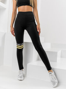 Women's Printed Leggings Black-Yellow Bolf W82350