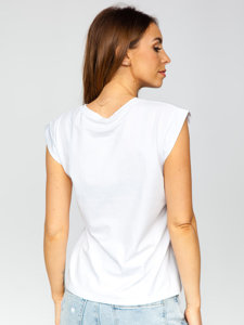 Women's Printed T-shirt with Zircons White Bolf DT103