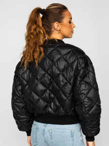 Women's Quilted Bomber Jacket Black Bolf J9089