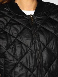 Women's Quilted Bomber Jacket Black Bolf J9089