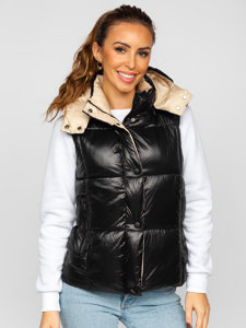 Women's Quilted Gilet with Hood Black Bolf 81257