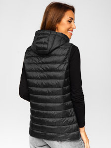 Women's Quilted Gilet with hood Black Bolf 23039