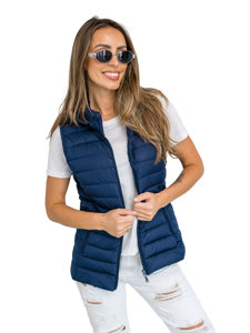 Women's Quilted Gilet with hood Navy Blue Bolf 16M9150