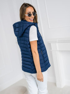 Women's Quilted Gilet with hood Navy Blue Bolf 16M9150