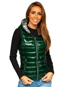 Women's Quilted Hooded Gilet Green Bolf 9563