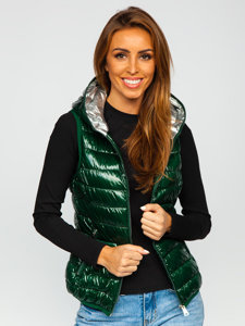 Women's Quilted Hooded Gilet Green Bolf 9563