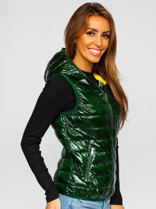 Women's Quilted Hooded Gilet Green Bolf R9549