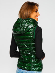 Women's Quilted Hooded Gilet Green Bolf R9549