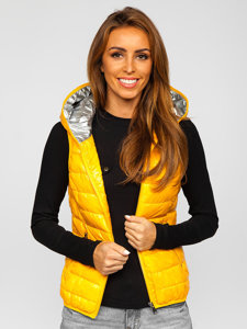 Women's Quilted Hooded Gilet Yellow Bolf 9563