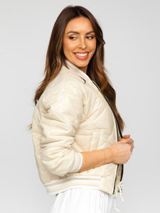 Women's Quilted Lightweight Bomber Jacket Beige Bolf 82556