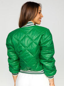 Women's Quilted Lightweight Bomber Jacket Green Bolf 82556