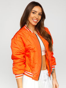 Women's Quilted Lightweight Bomber Jacket Orange Bolf 82556