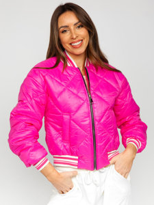 Women's Quilted Lightweight Bomber Jacket Pink Bolf 82556