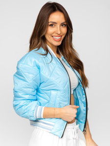 Women's Quilted Lightweight Bomber Jacket Sky Blue Bolf 82556