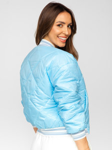 Women's Quilted Lightweight Bomber Jacket Sky Blue Bolf 82556