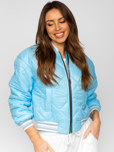 Women's Quilted Lightweight Bomber Jacket Sky Blue Bolf 82556