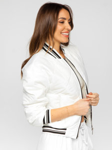 Women's Quilted Lightweight Bomber Jacket White Bolf 82556