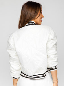 Women's Quilted Lightweight Bomber Jacket White Bolf 82556