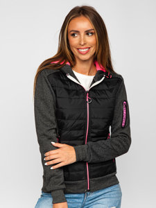 Women's Quilted Lightweight Hooded Jacket Black Bolf KSW4001