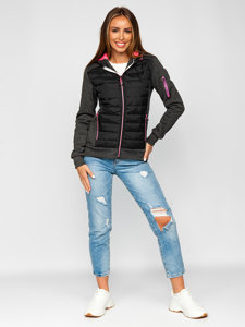 Women's Quilted Lightweight Hooded Jacket Black Bolf KSW4001