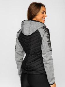 Women's Quilted Lightweight Hooded Jacket Grey Bolf KSW4007