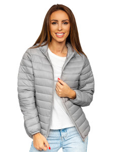 Women's Quilted Lightweight Hooded Jacket Grey Bolf M23036