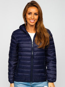 Women's Quilted Lightweight Hooded Jacket Navy Blue Bolf M23036