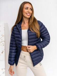 Women's Quilted Lightweight Hooded Jacket Navy Blue Bolf M23036