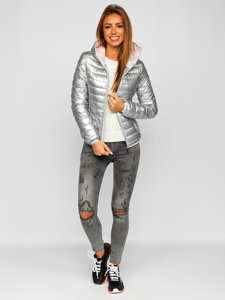 Women's Quilted Lightweight Hooded Jacket Silver Bolf B9561