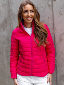 Women's Quilted Lightweight Jacket with Stand Up Collar Pink Bolf 1141A