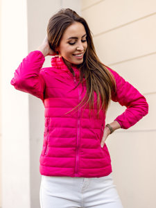 Women's Quilted Lightweight Jacket with Stand Up Collar Pink Bolf 1141A