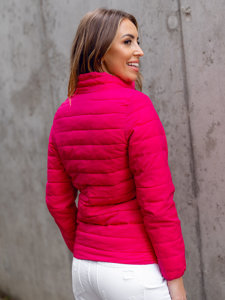 Women's Quilted Lightweight Jacket with Stand Up Collar Pink Bolf 1141A