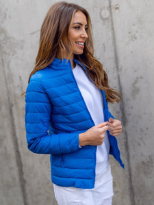 Women's Quilted Lightweight Jacket with Stand Up Collar Sky Blue Bolf 1141A