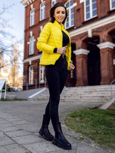 Women's Quilted Lightweight Jacket with Stand Up Collar Yellow Bolf 1141A