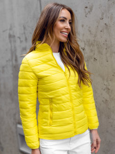 Women's Quilted Lightweight Jacket with Stand Up Collar Yellow Bolf 1141A