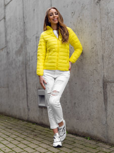 Women's Quilted Lightweight Jacket with Stand Up Collar Yellow Bolf 1141A