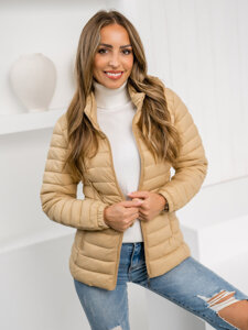 Women's Quilted Lightweight Jacket with hood Beige Bolf 16M9101