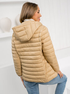 Women's Quilted Lightweight Jacket with hood Beige Bolf 16M9101