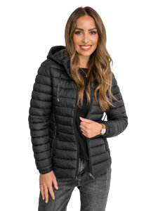 Women's Quilted Lightweight Jacket with hood Black Bolf 16M9101