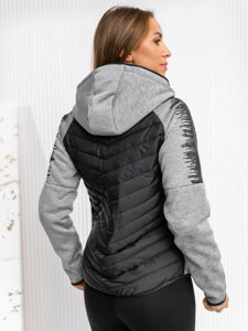 Women's Quilted Lightweight Jacket with hood Grey Bolf KSW4007A1