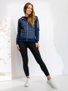 Women's Quilted Lightweight Jacket with hood Navy Blue Bolf KSW4001A1