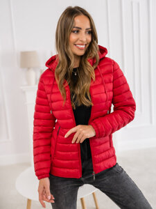 Women's Quilted Lightweight Jacket with hood Red Bolf 16M9101