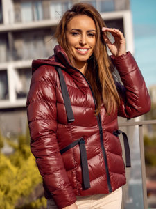 Women's Quilted Winter Hooded Jacket Claret Bolf 23066