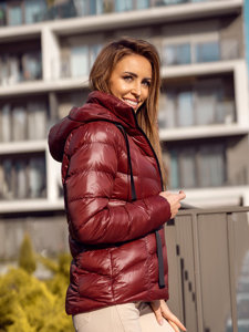 Women's Quilted Winter Hooded Jacket Claret Bolf 23066