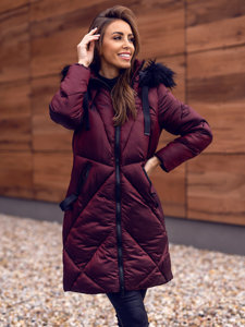 Women's Quilted Winter Hooded Jacket Claret Bolf 23070