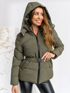 Women's Quilted Winter Hooded Jacket Khaki Bolf 23060